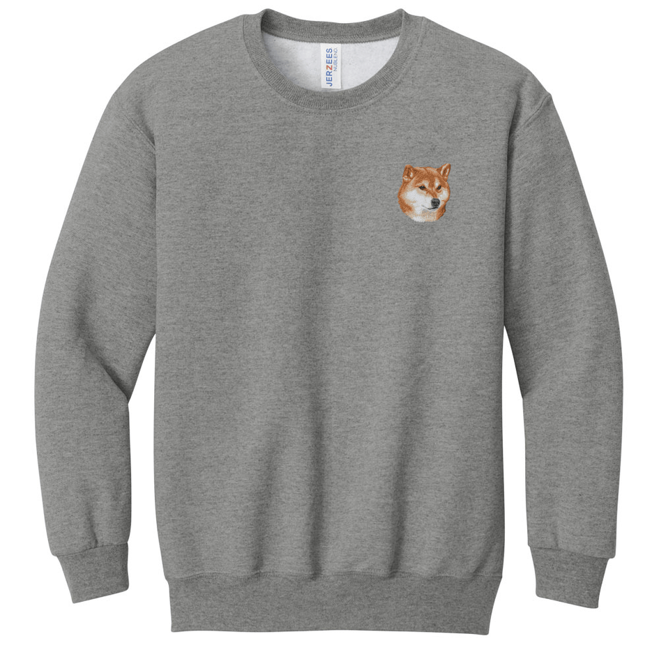 Shiba Inu Embroidered Youth Crewneck Sweatershirt