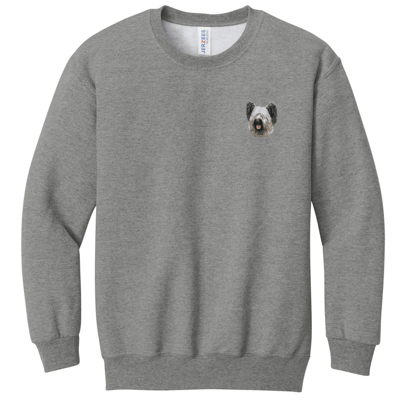 Skye Terrier Embroidered Youth Crewneck Sweatershirt