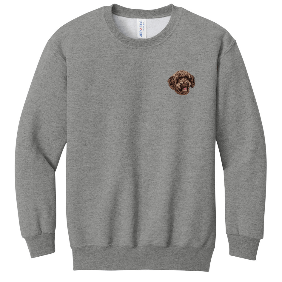 Spanish Water Dog Embroidered Youth Crewneck Sweatershirt