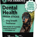 Pet Honesty Dental Health Fresh Sticks - Oral Hygiene Dental Sticks for Dogs - Dental Dog Chews - Freshen Dog Breath, Reduce Plaque + Tartar - 16 Sticks