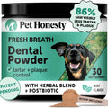 Pet Honesty Dog Breath Freshener Dental Powder for Teeth Cleaning Plaque Off, Dental Care for Dogs, Tartar Remover for Teeth with Natural Herbal Blend + Postbiotics (Mint - 30 Servings)