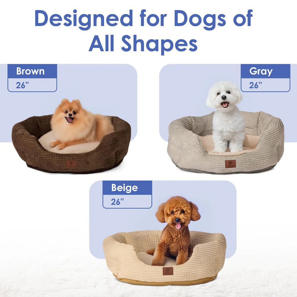 American Kennel Club 26" Clamshell Cuddler Dog Bed - Plush Popcorn Texture, Washable, Non-Slip, for Medium & Large Dogs