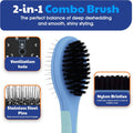 American Kennel Club AKC Pet Grooming Brush for Dogs and Cats - 2-in-1 Deshedding and Detangling Brush with Dense Nylon Bristles, Removes Loose Hair for Short and Long Coat Dogs and All Breeds