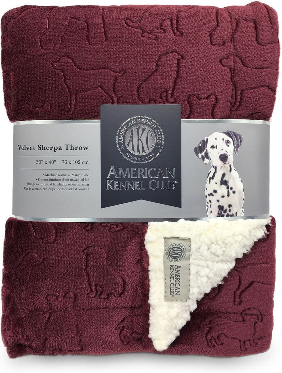 American Kennel Club Haustier Decke – Samt Sherpa Überwurf Für Hunde & Katzen, 101,6 X 76,2 Cm, Marineblau