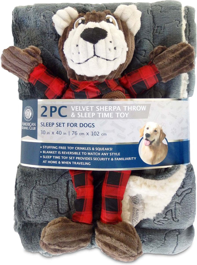 American Kennel Club AKC Dog Blanket & Plush Bear Set