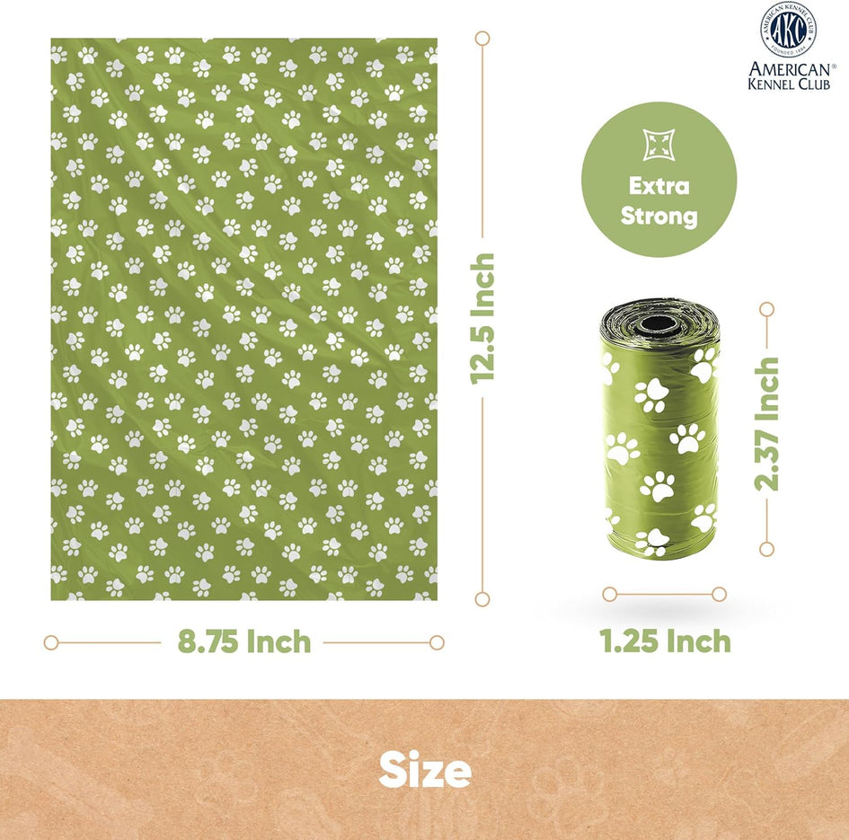 American Kennel Club Extra Thick Dog Poop Bags - Leak-Proof and Scented Waste Bags - 240 Count (16 Refill Rolls) - Durable, Heavy-Duty, Fits Standard Dispensers