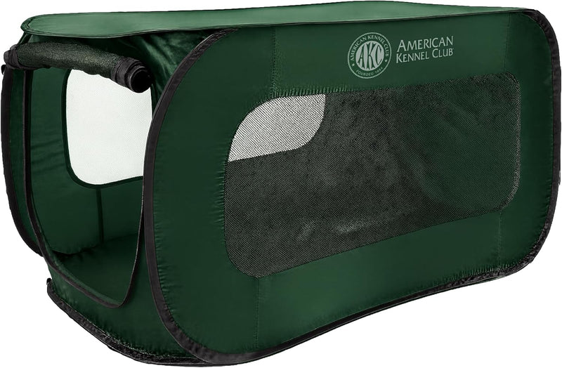 AKC 32-Inch Pop-Up Dog Kennel – Lightweight Travel Crate for Small Dogs – Foldable Indoor/Outdoor Pet Enclosure with Mesh Sides