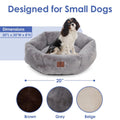 American Kennel Club Round Plush Dog Bed - 20" Cozy Donut Design for Small Pets, Ultra-Soft Washable Pet Bed with Non-Slip Bottom, Durable High-Loft Filling, Gray