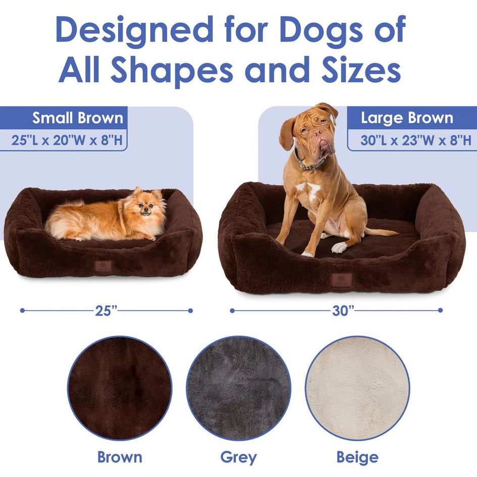 AMERICAN KENNEL CLUB Cuddler Pet Bed with Low-Profile Entrance – 30" Plush Dog Bed for Medium Breeds Up to 50 lbs, Ultra-Soft Washable Bed with Non-Slip Bottom, Durable High-Loft Filling, Brown