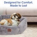 American Kennel Club Round Plush Dog Bed - 20" Cozy Donut Design for Small Pets, Ultra-Soft Washable Pet Bed with Non-Slip Bottom, Durable High-Loft Filling, Gray