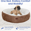 American Kennel Club 25" Mason Fabric Round Pet Bed - Stylish Washable Dog Bed with Non-Slip Bottom, Plush Sleeping Surface - for Cats, Medium Breeds