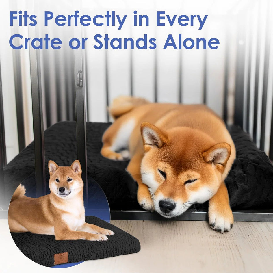 American Kennel Club Orthopedic Memory Foam Dog Crate Bed, Egg Crate Foam, Washable Cover, Non-Skid Bottom, Relieves Joint Pain, Breathable, Durable, 36x23, Black