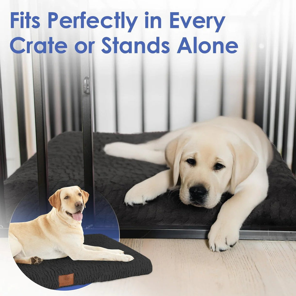 American Kennel Club Orthopedic Memory Foam Dog Crate Bed, Egg Crate Foam, Washable Cover, Non-Skid Bottom, Relieves Joint Pain, Breathable, Durable, 36x23, Black