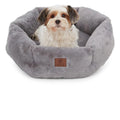 American Kennel Club Round Plush Dog Bed - 20" Cozy Donut Design for Small Pets, Ultra-Soft Washable Pet Bed with Non-Slip Bottom, Durable High-Loft Filling, Gray