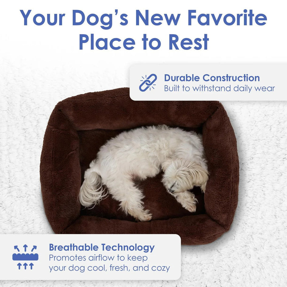 AMERICAN KENNEL CLUB Cuddler Pet Bed with Low-Profile Entrance – 30" Plush Dog Bed for Medium Breeds Up to 50 lbs, Ultra-Soft Washable Bed with Non-Slip Bottom, Durable High-Loft Filling, Brown