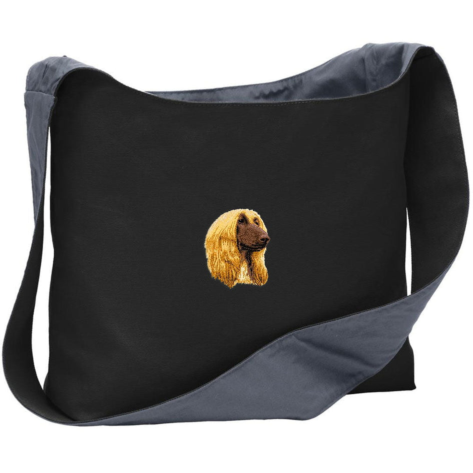 Afghan Hound Embroidered Canvas Sling Bag