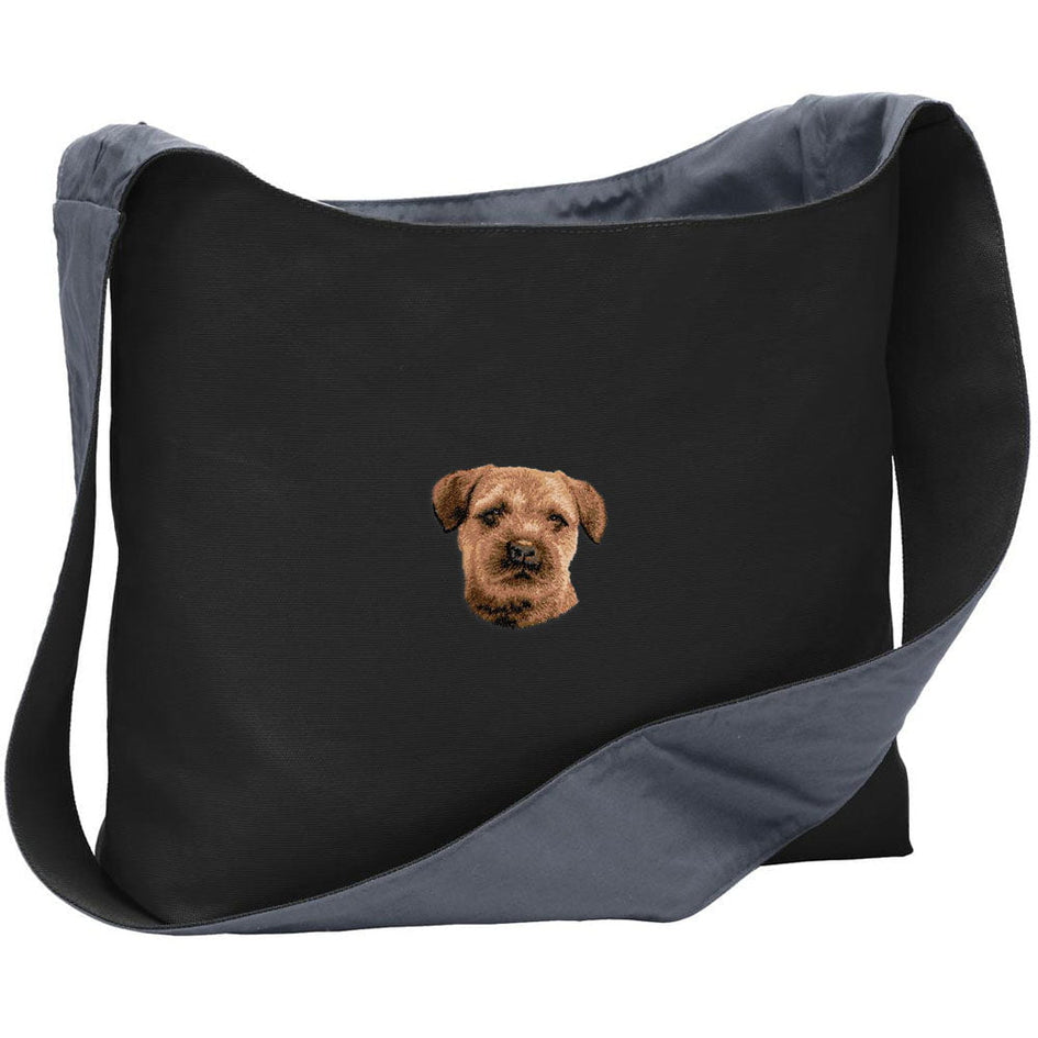 Border Terrier Embroidered Canvas Sling Bag
