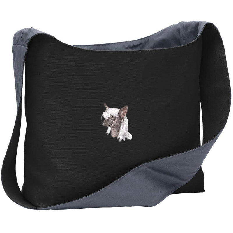 Chinese Crested Embroidered Canvas Sling Bag
