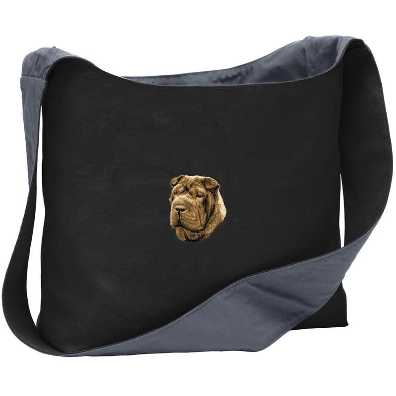Chinese Shar-Pei Embroidered Canvas Sling Bag