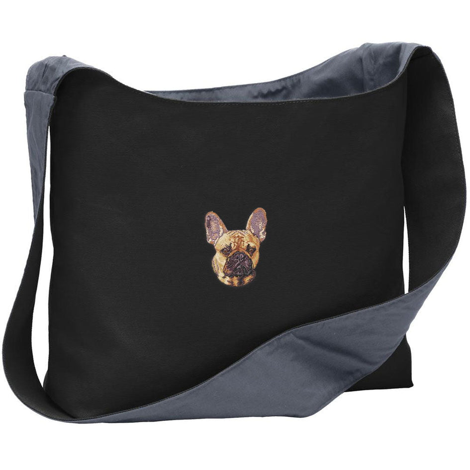 French Bulldog Embroidered Canvas Sling Bag
