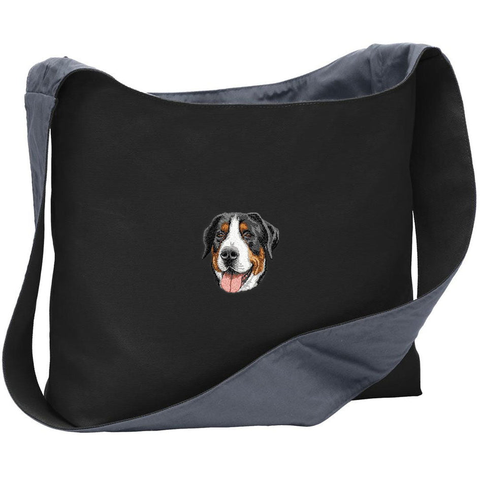 Greater Swiss Mountain Dog Embroidered Canvas Sling Bag