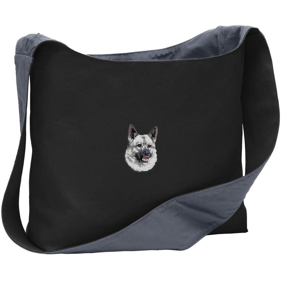 Norwegian Elkhound Embroidered Canvas Sling Bag