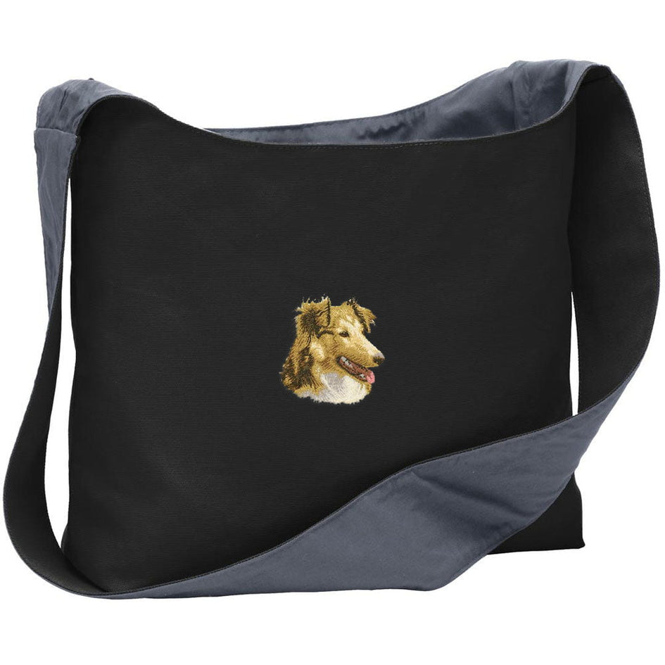 Shetland Sheepdog Embroidered Canvas Sling Bag