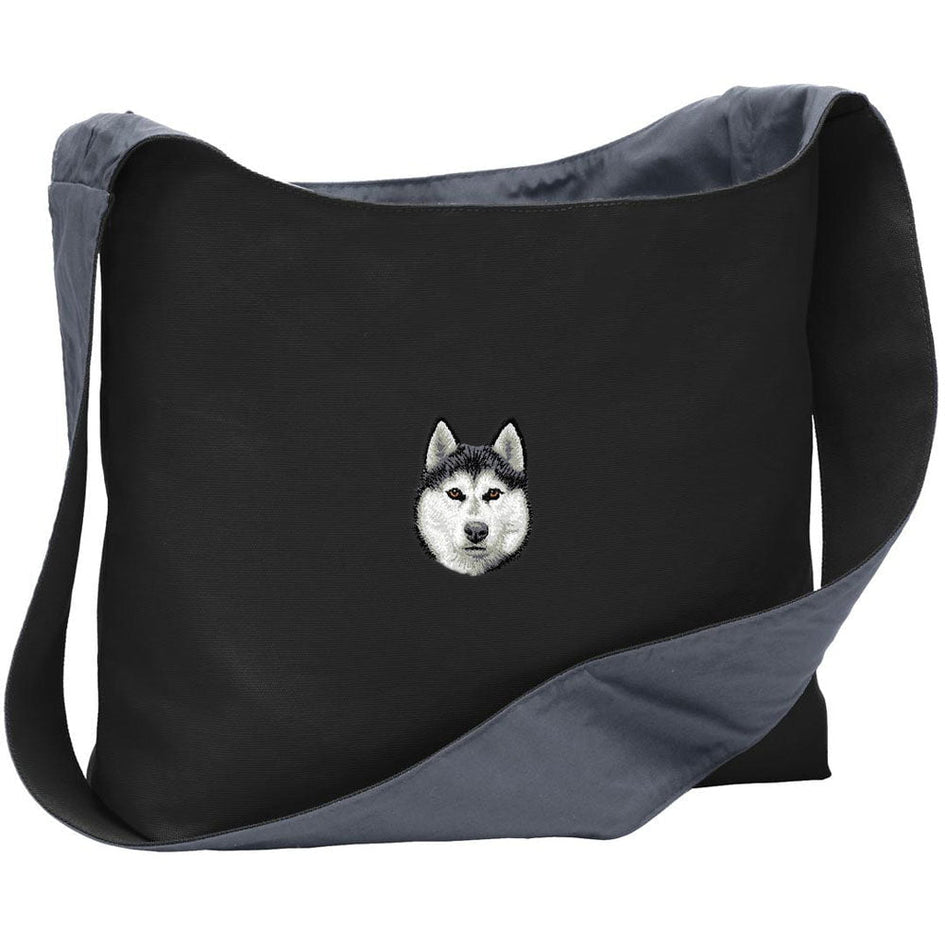 Siberian Husky Embroidered Canvas Sling Bag