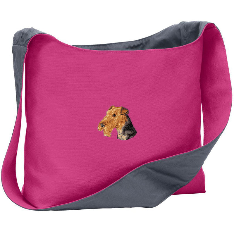 Airedale Terrier Embroidered Canvas Sling Bag