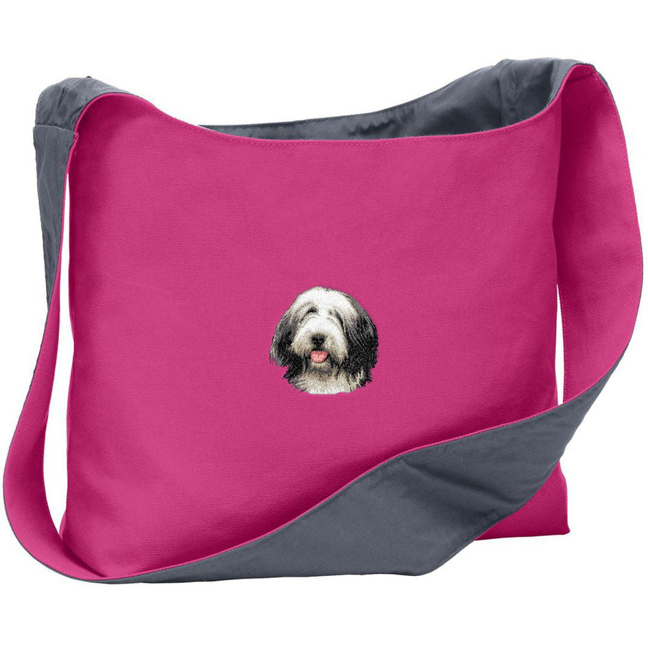 Bearded Collie Embroidered Canvas Sling Bag