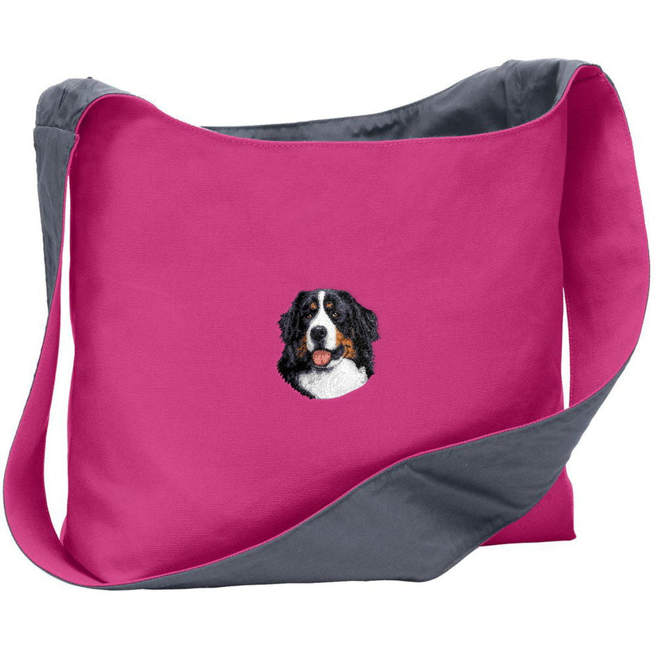 Bernese Mountain Dog Embroidered Canvas Sling Bag