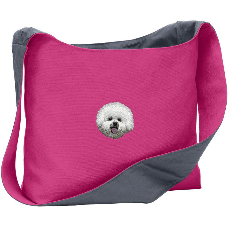 Bichon Frise Embroidered Canvas Sling Bag