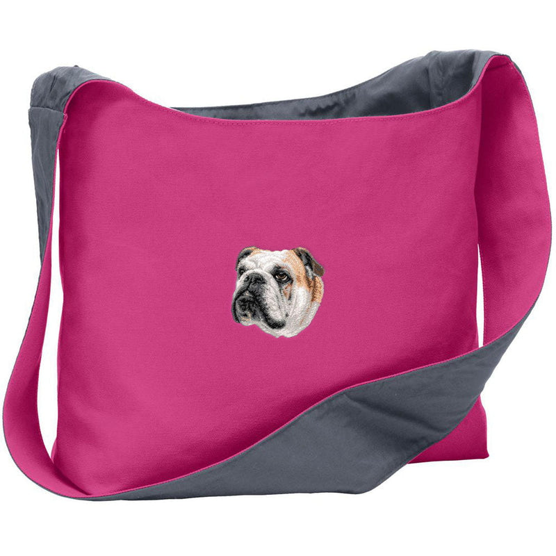 Bulldog Embroidered Canvas Sling Bag