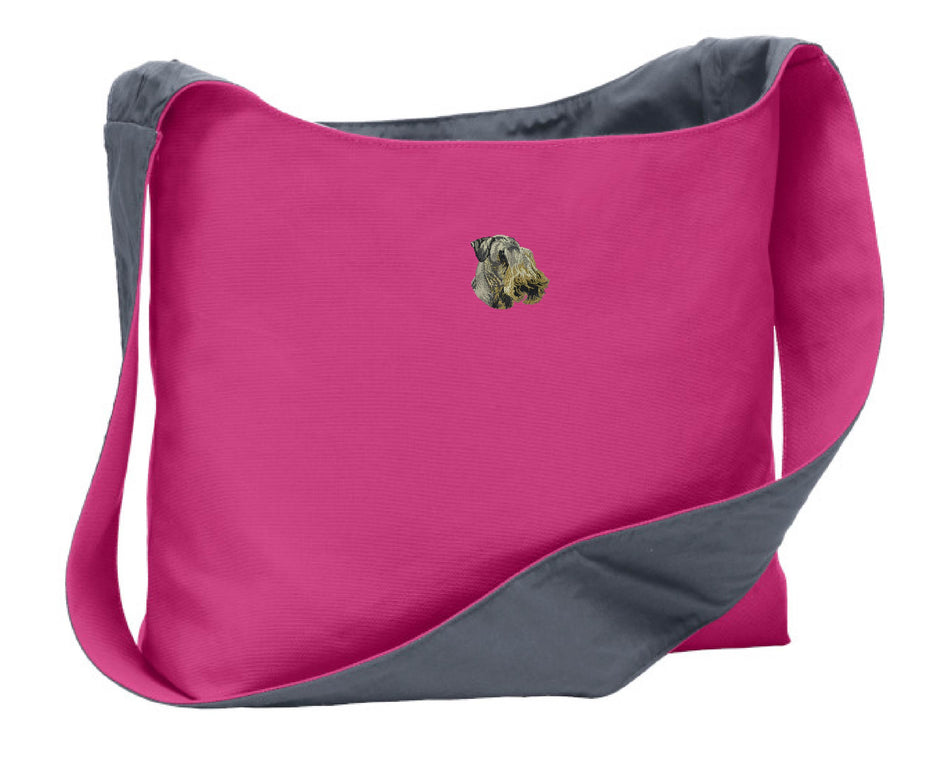 Cesky Terrier Embroidered Canvas Sling Bag