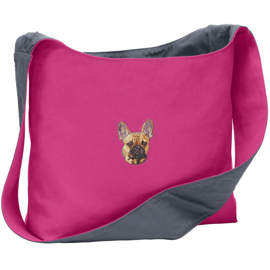 French Bulldog Embroidered Canvas Sling Bag