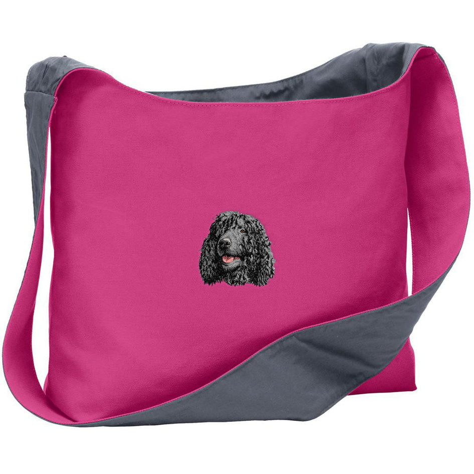 Irish Water Spaniel Embroidered Canvas Sling Bag
