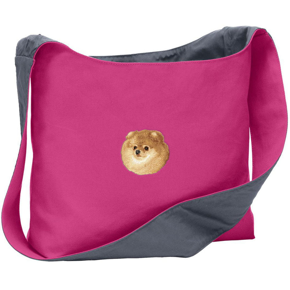 Pomeranian Embroidered Canvas Sling Bag