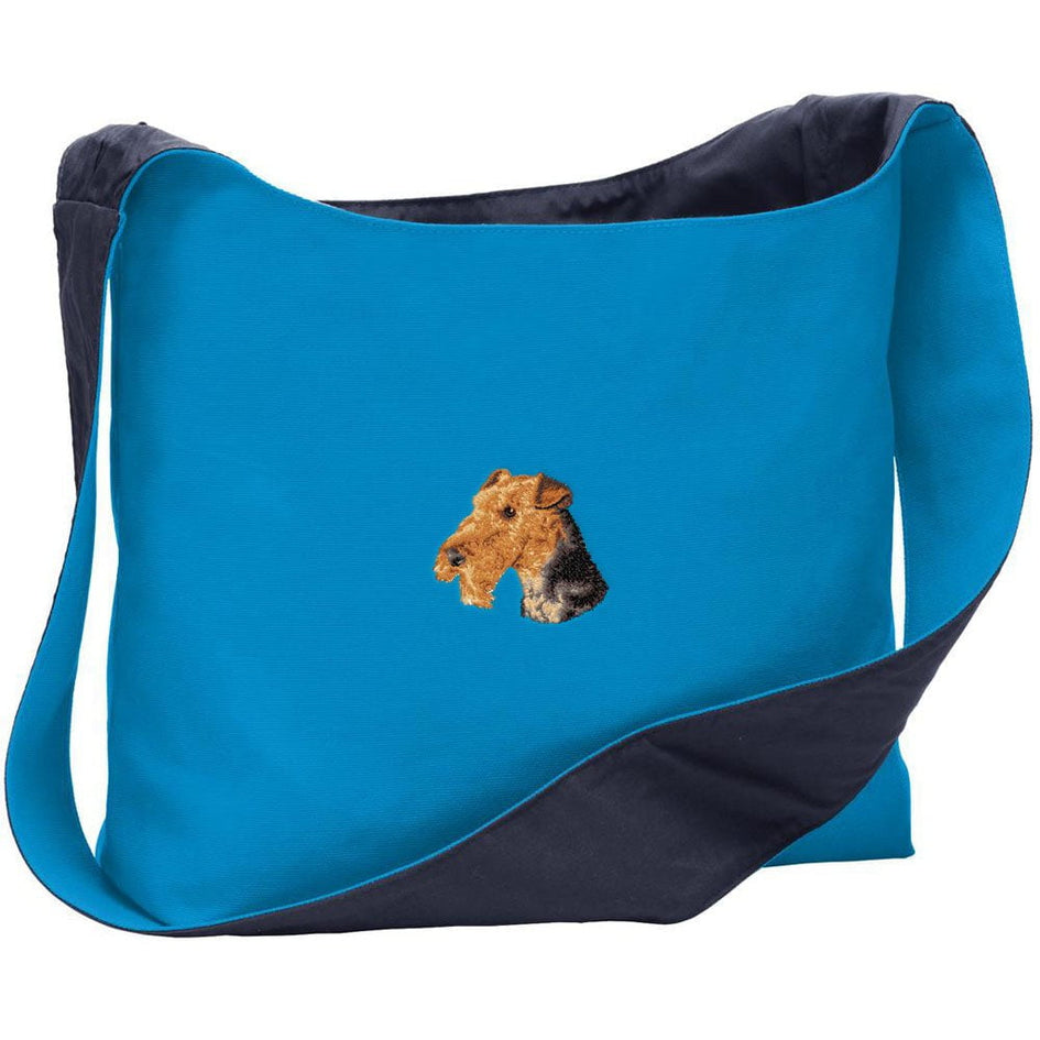 Airedale Terrier Embroidered Canvas Sling Bag
