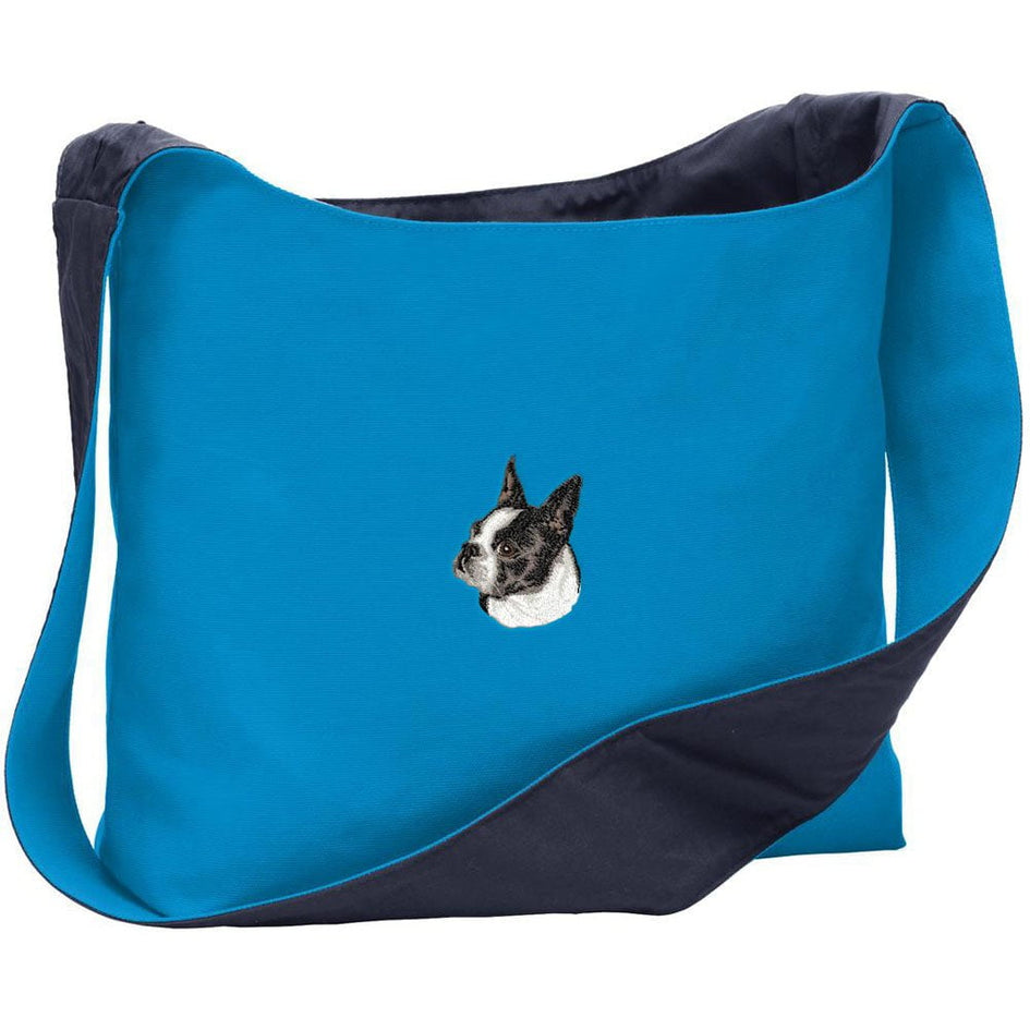 Boston Terrier Embroidered Canvas Sling Bag