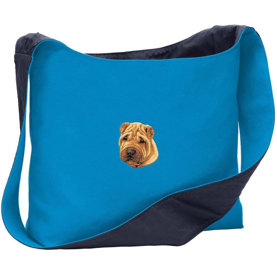 Chinese Shar-Pei Embroidered Canvas Sling Bag