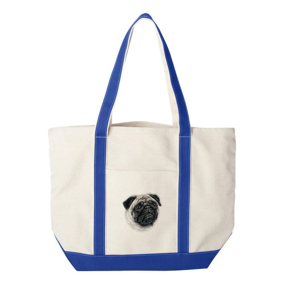 Pug Embroidered Tote Bag