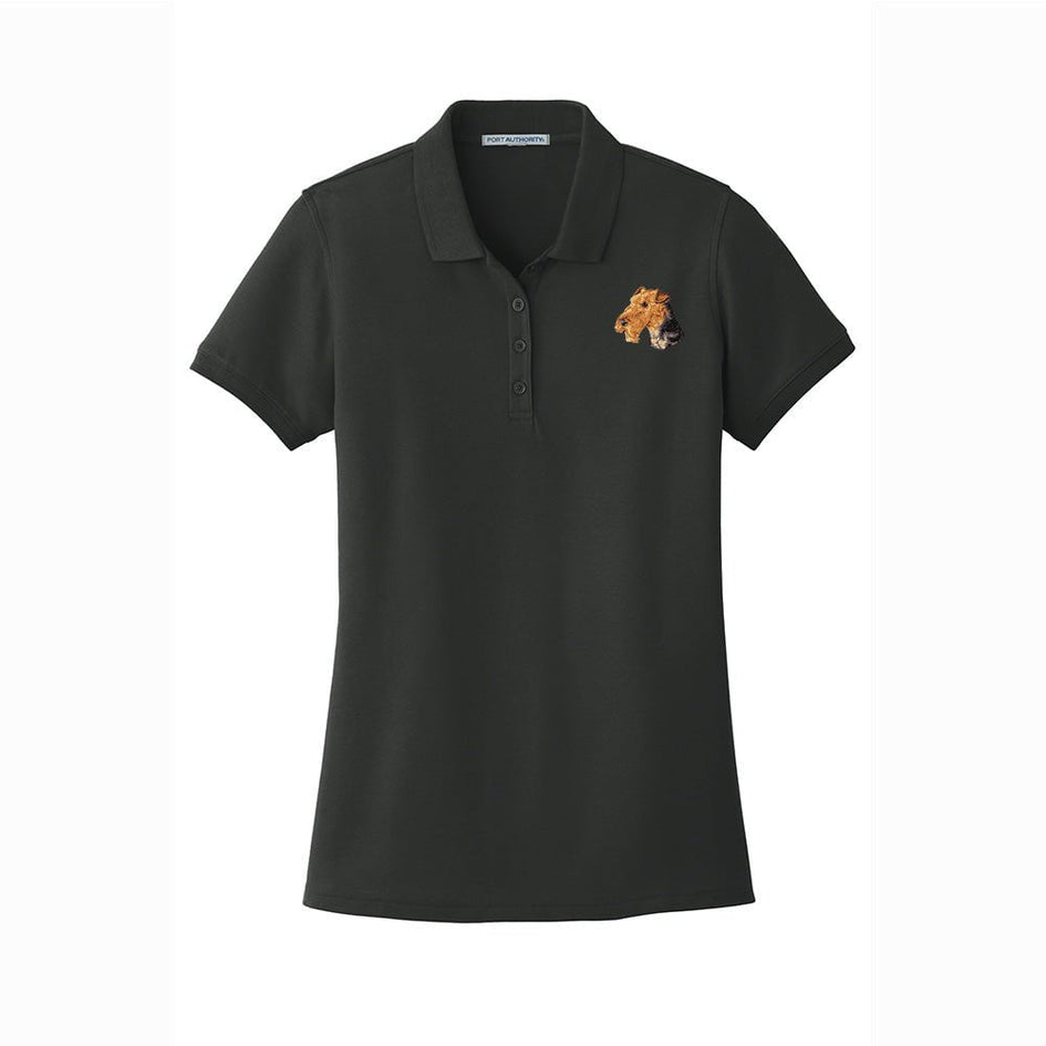 Airedale Terrier Embroidered Women's Short Sleeve Polo