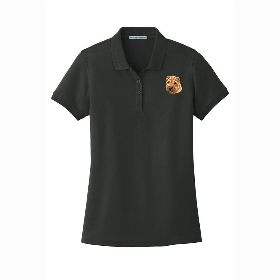 Chinese Shar-Pei Embroidered Women's Short Sleeve Polos