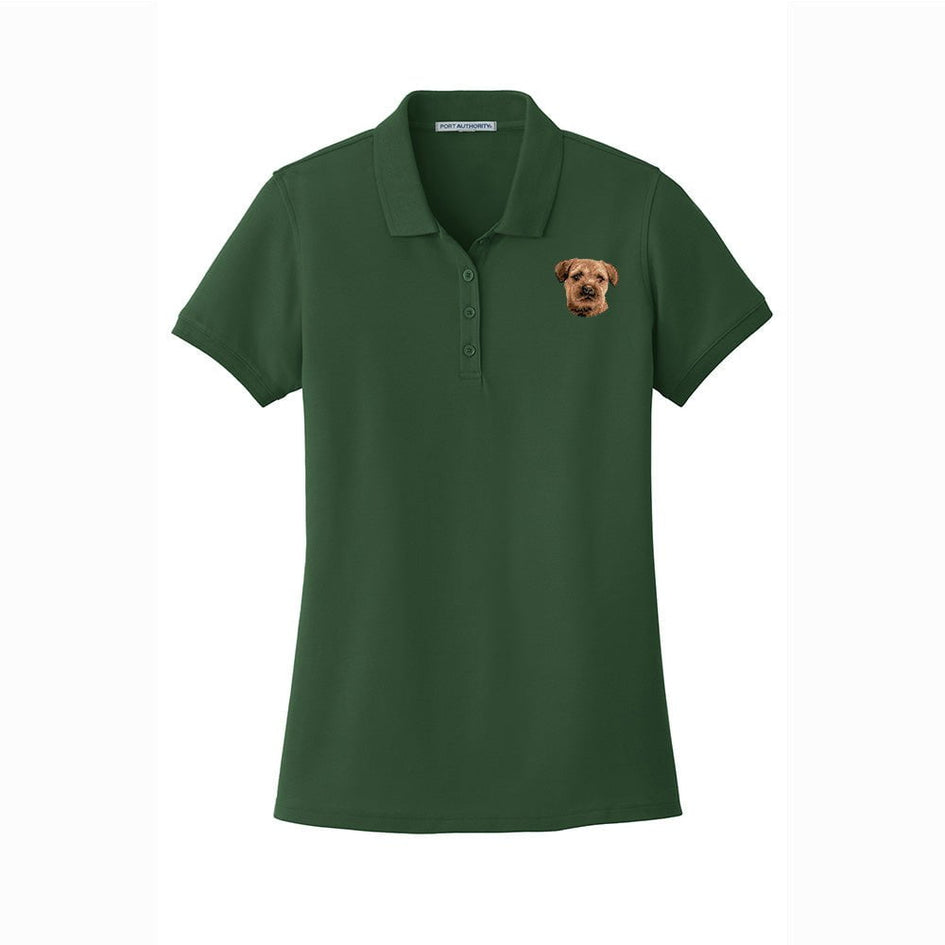 Border Terrier Embroidered Women's Short Sleeve Polos