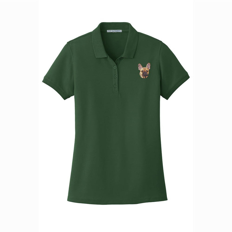 French Bulldog Embroidered Women's Short Sleeve Polos