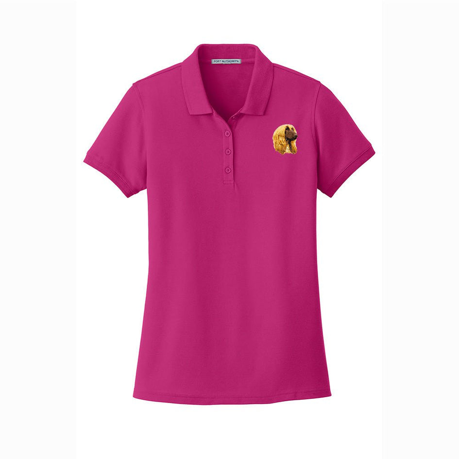 Afghan Hound Embroidered Women's Short Sleeve Polo