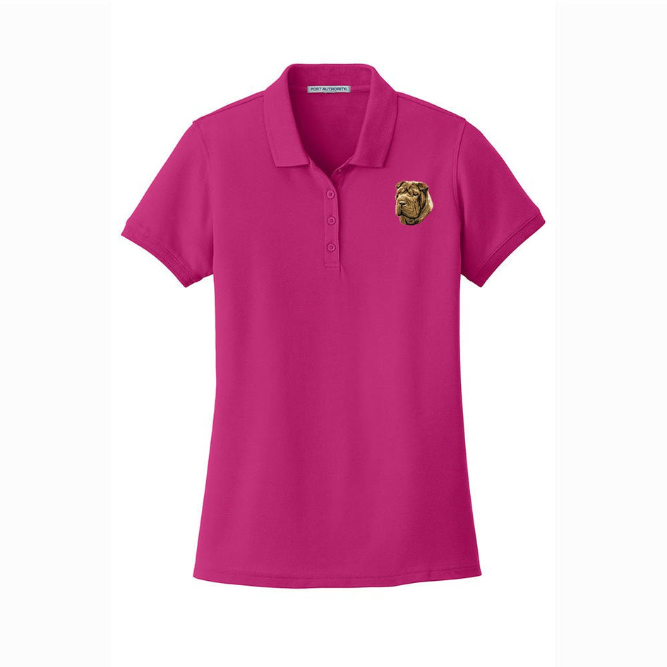 Chinese Shar-Pei Embroidered Women's Short Sleeve Polos