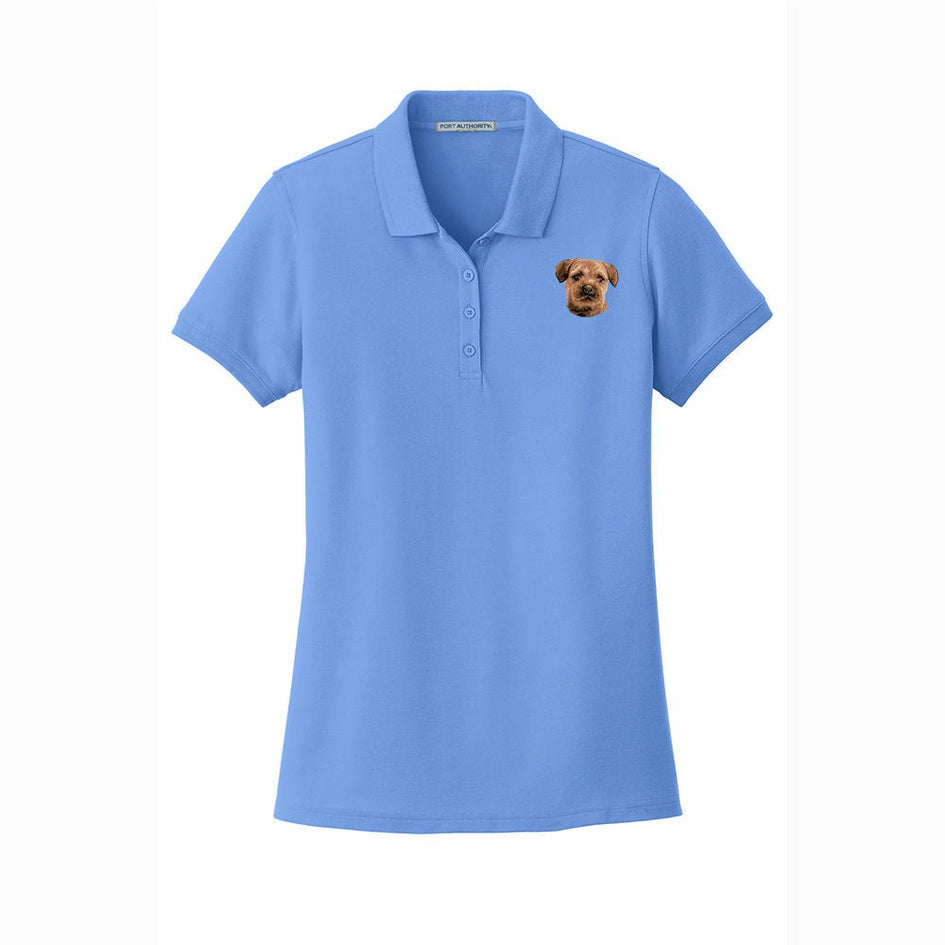 Border Terrier Embroidered Women's Short Sleeve Polos