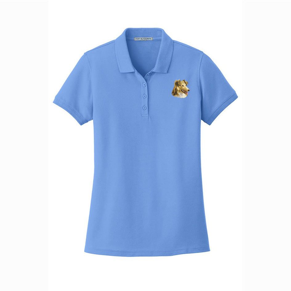 Shetland Sheepdog Embroidered Women's Short Sleeve Polos