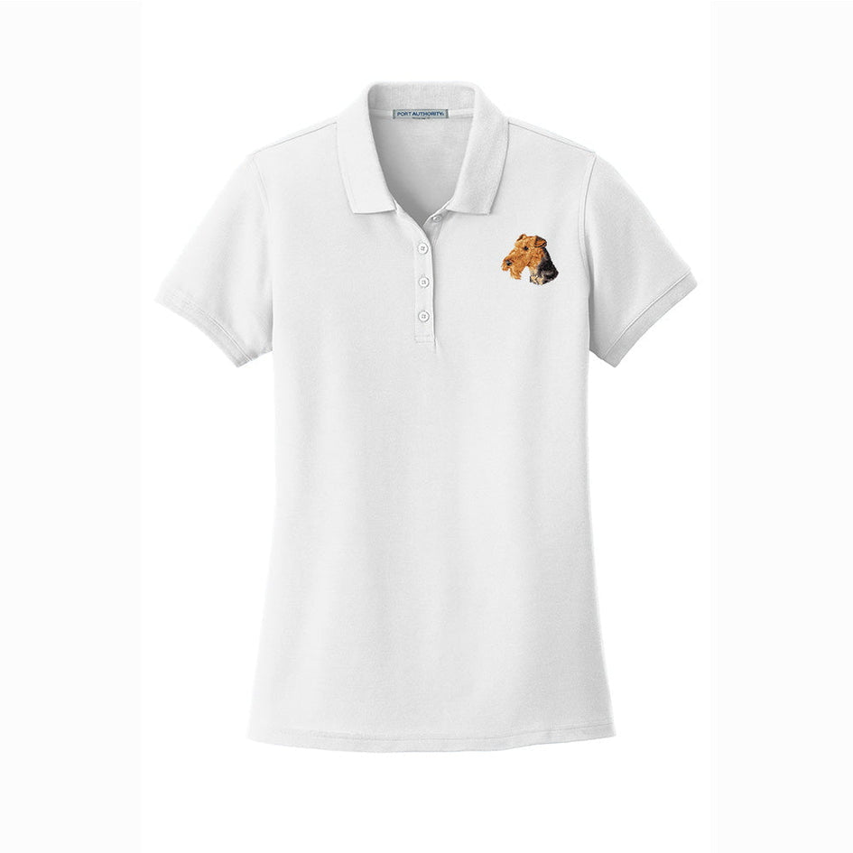 Airedale Terrier Embroidered Women's Short Sleeve Polo